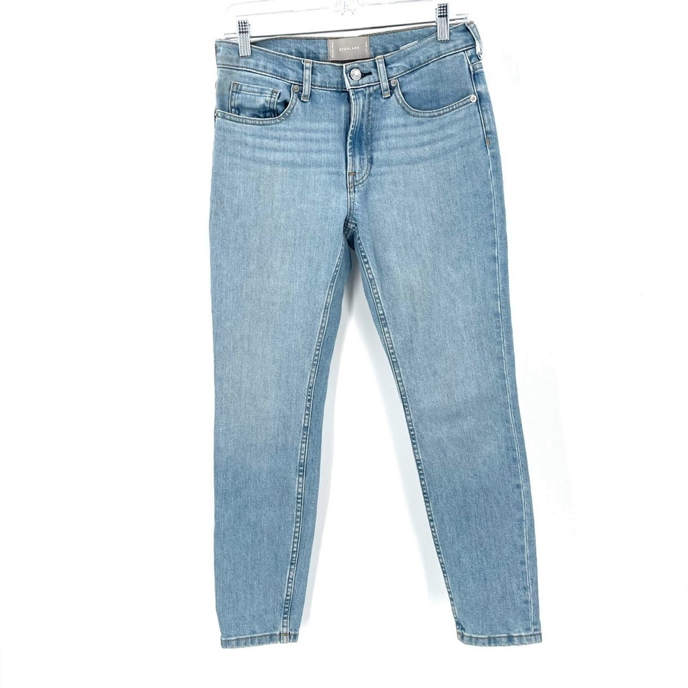 EVERLANE Light Blue Wash Straight Skinny Fitted Mid Rise Jeans